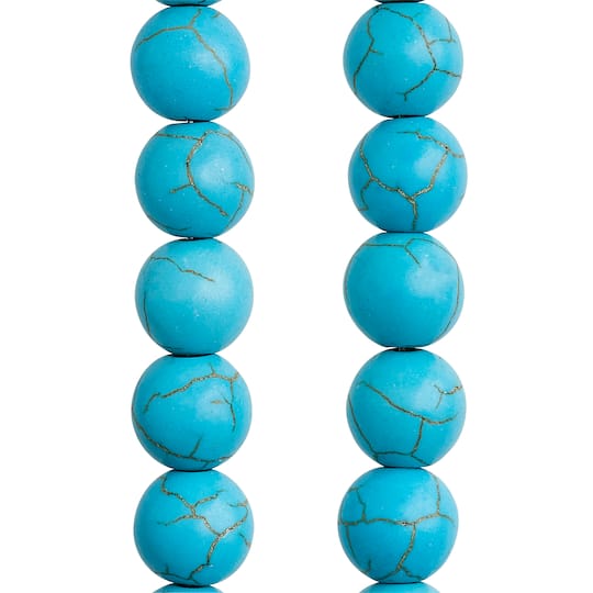 12 Pack: Turquoise Dyed Howlite Round Beads, 10mm by Bead Landing™